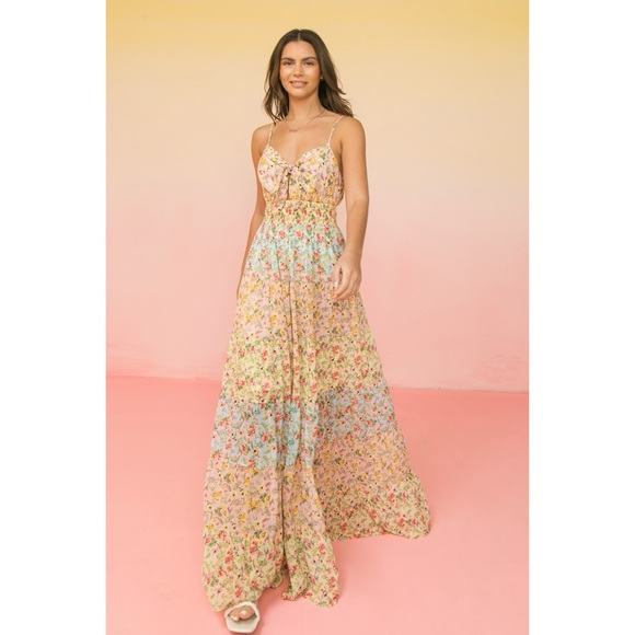 Flying Tomato Floral Print Spaghetti Strap Smocked Maxi - Picture 3 of 8